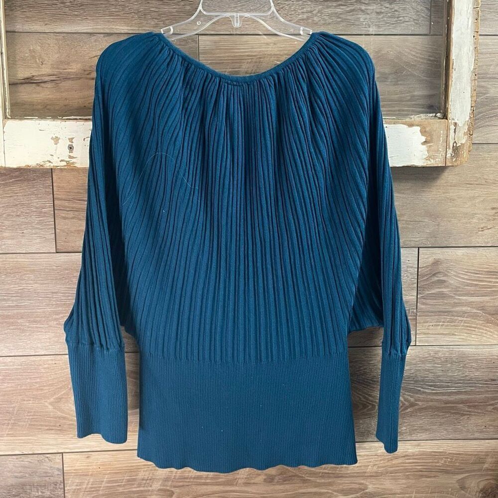 New Directions Women’s Ribbed Knit Sweater Size Large Teal Blue Long Pullover - Picture 5 of 7